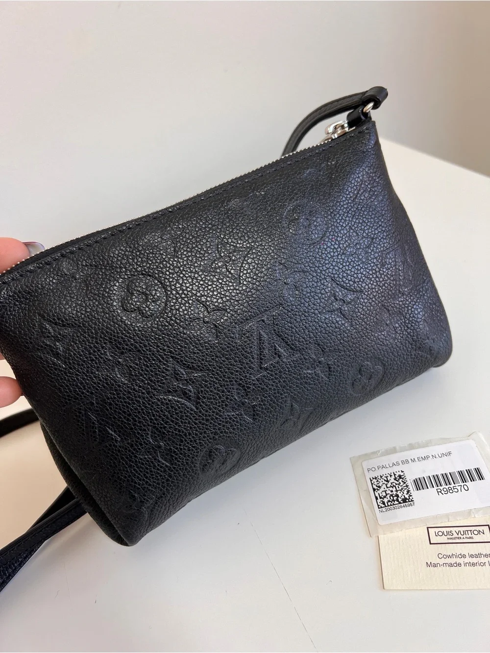 Louis Vuitton Black Embossed Monogram Crossbody Pochette